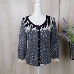 Field Flower Piano Notation Chopsticks Cardigan